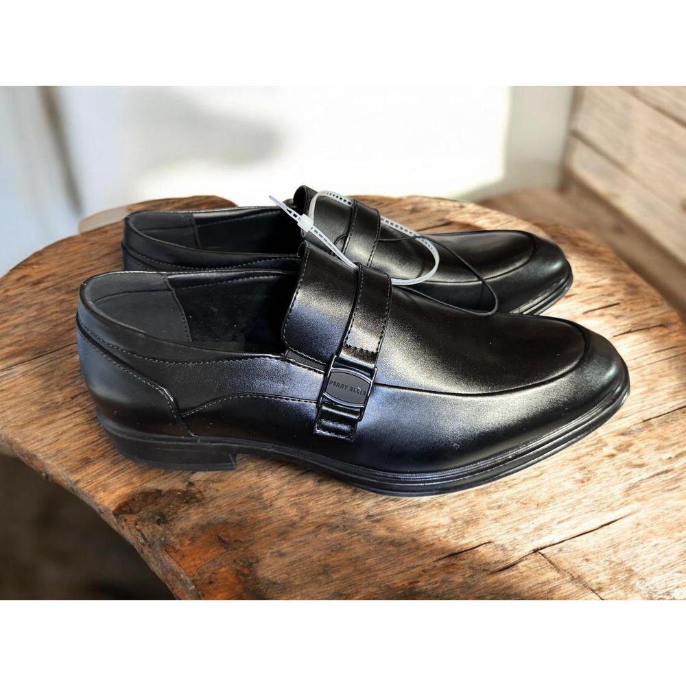 Perry Ellis Portfolio Men Black Leather Loafer‎ Dress Shoes Ultra Foam Sz 11W